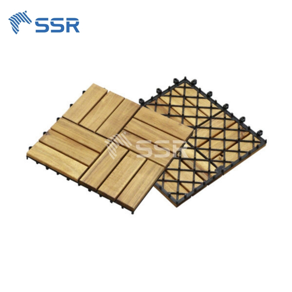 Natural 12 - Slat Acacia Wood Decking Tiles