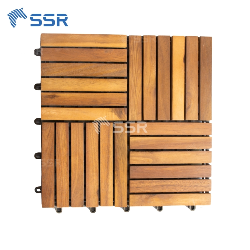 24 Slats Acacia Wood Decking Tiles