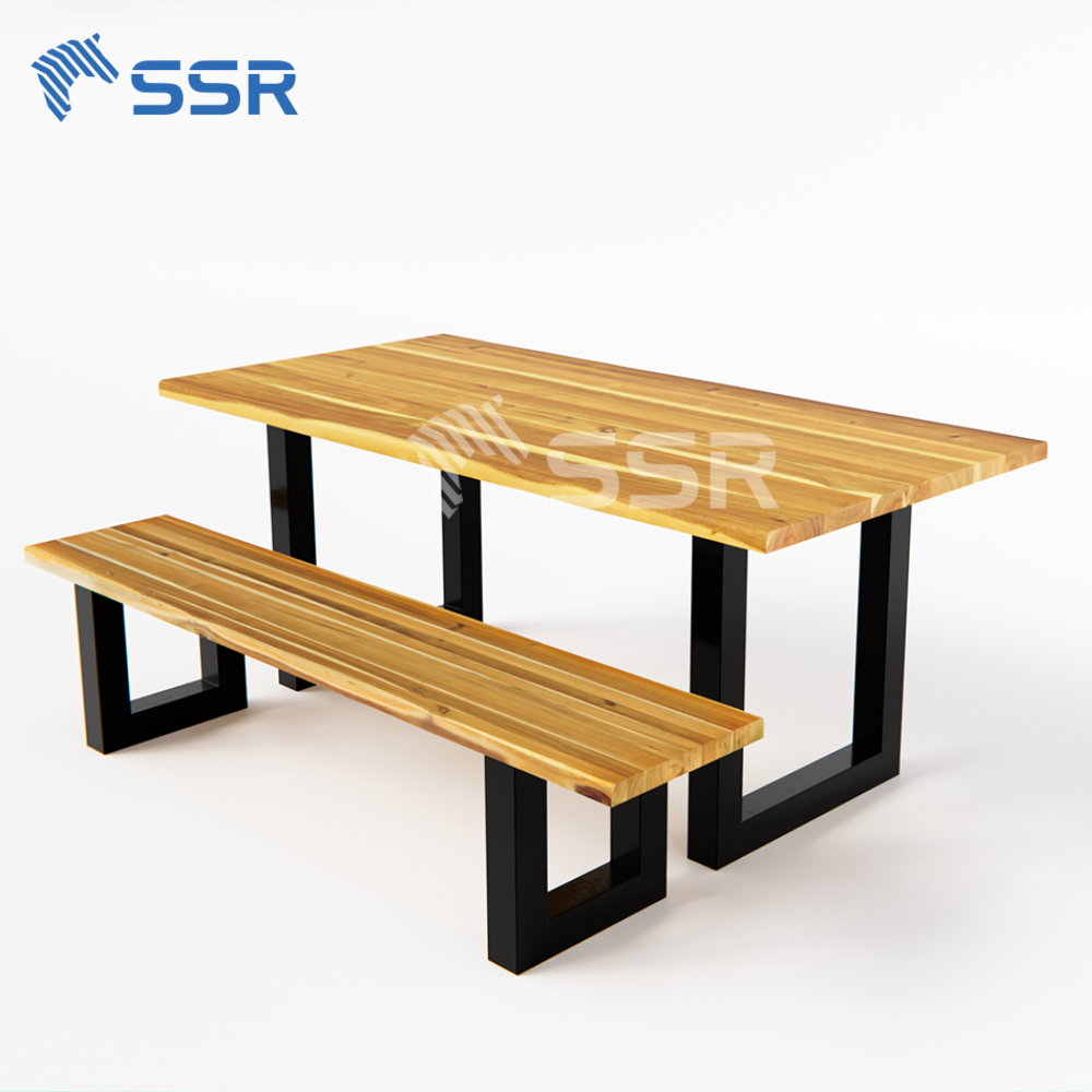 Acacia Wood EG Tabletop Dining Set With Metal Legs