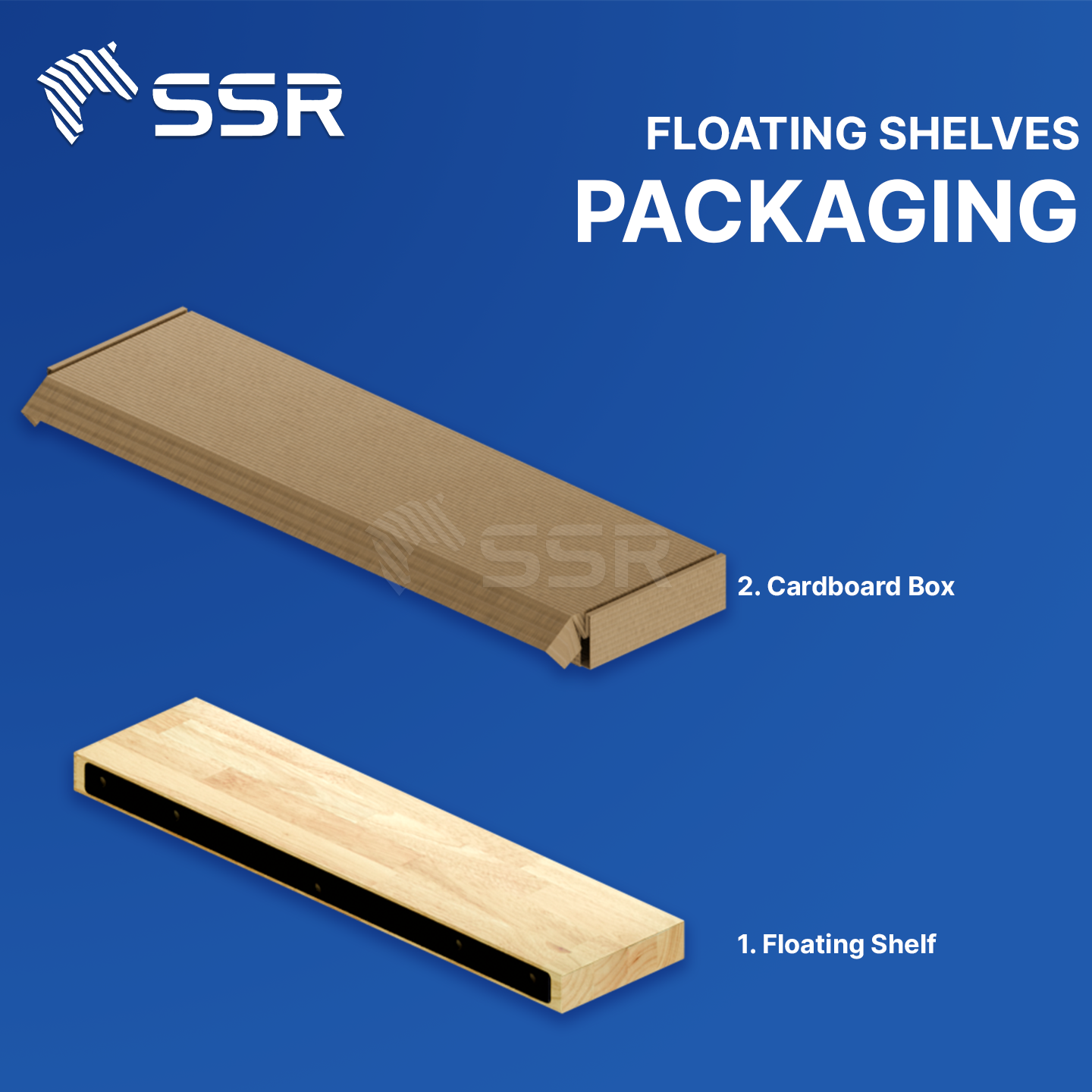 Unfinished Hevea Finger Joint Wall Shelves - Square Edges (1)