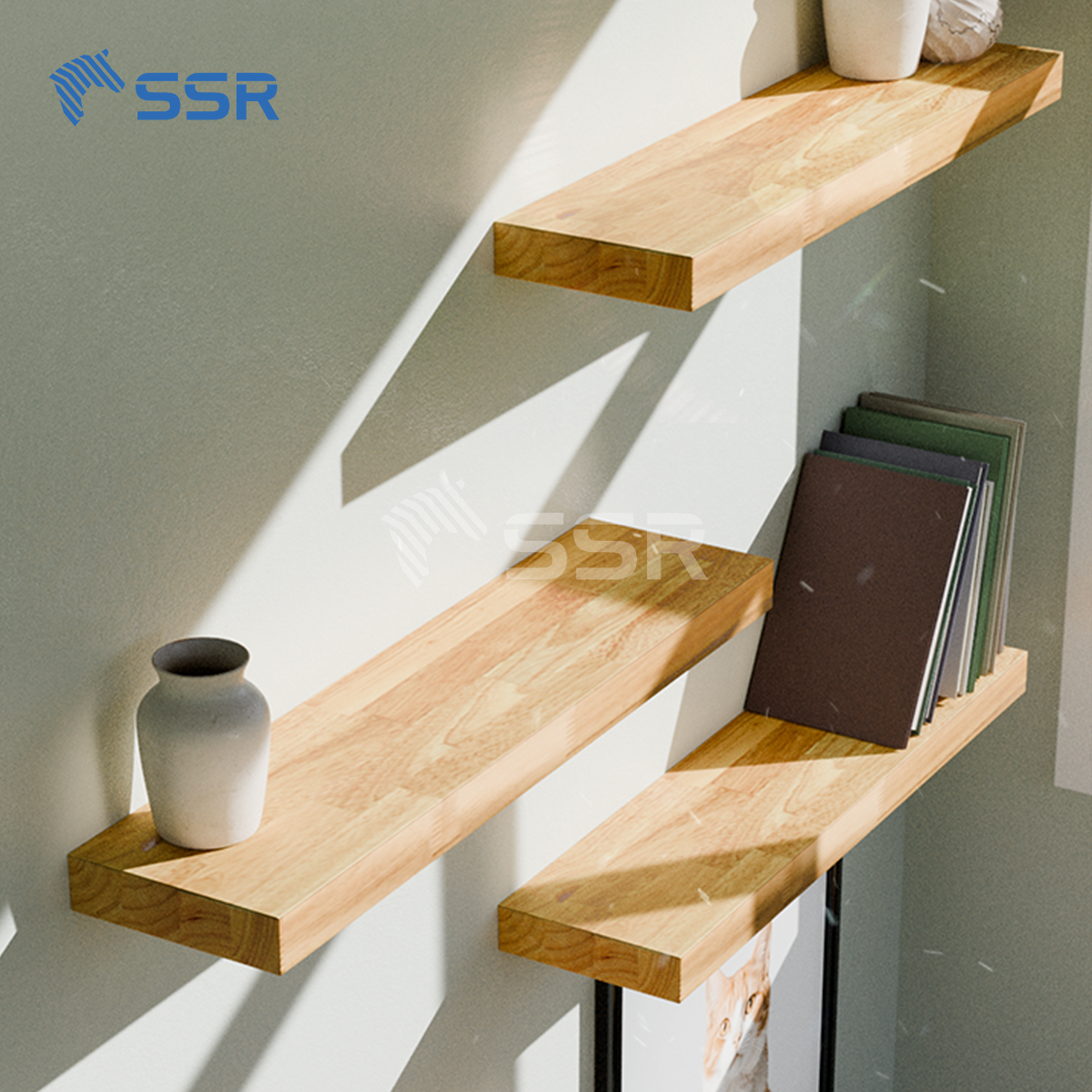 Unfinished Hevea Finger Joint Wall Shelves - Square Edges (3)