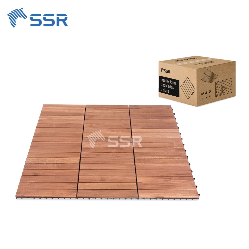 brown 6 slats acacia wood decking tiles 2