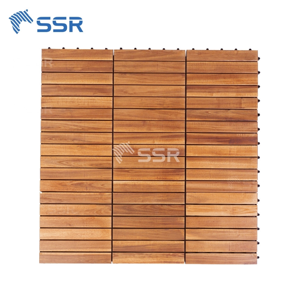 natural 6 slats acaciawood decking tiles for outdoor furniture